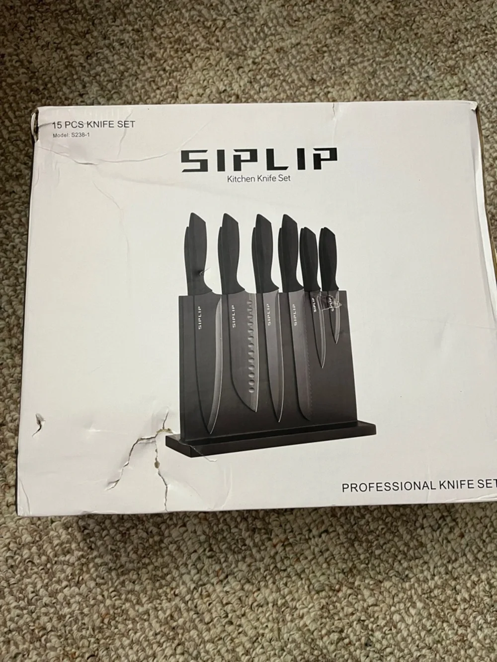 SIPLIP 15-Piece Black Kitchen Knife Set